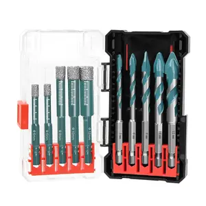 Drill Bits Set 10 count,Drill Bits for Drilling Holes in Procelain,Glass,Ceramic and Tile,3/16"1/4"5/16" 3/8"1/2"Hex Shank Tile Drill Bit for Precise Drilling