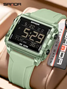 SANDA men's sports watch, fashionable and casual men's LED night light waterproof multifunctional timing electronic watch, Modern Waterproof Watch, suitable for gift giving+BOX