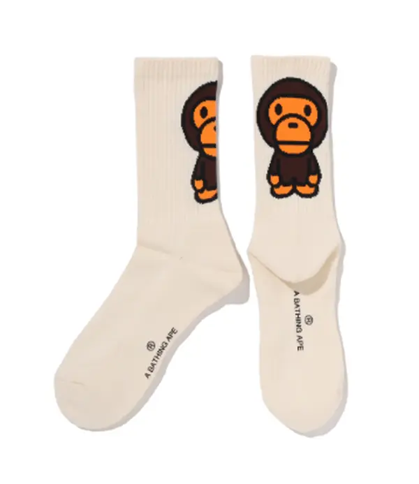 Bape Baby Milo Socks Ivory - M, L