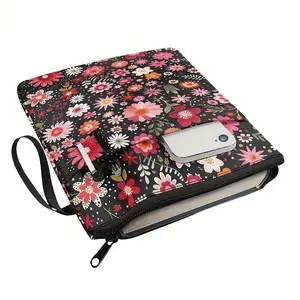 Vintage Daisy Floral Book Cover, Fresh Flower Book Protector, Zippered Front Pocket, Washable Fabric, Durable Polyester, Ideal for Office Use
