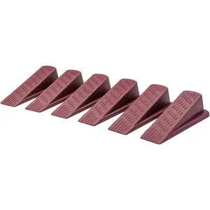 Door Wedge Stopper - 6 Pack (Maroon) - Classic Style - Rubber - Floor Mount - Doorstop