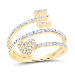 3/8Ctw-Nat Dia Nk Gift Initial "E" Heart Ladies Ring (3.02 grams)