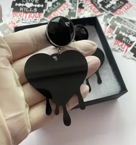 Emo Drip Heart Dangle Plugs Gauges Jewlery for stretched lobes