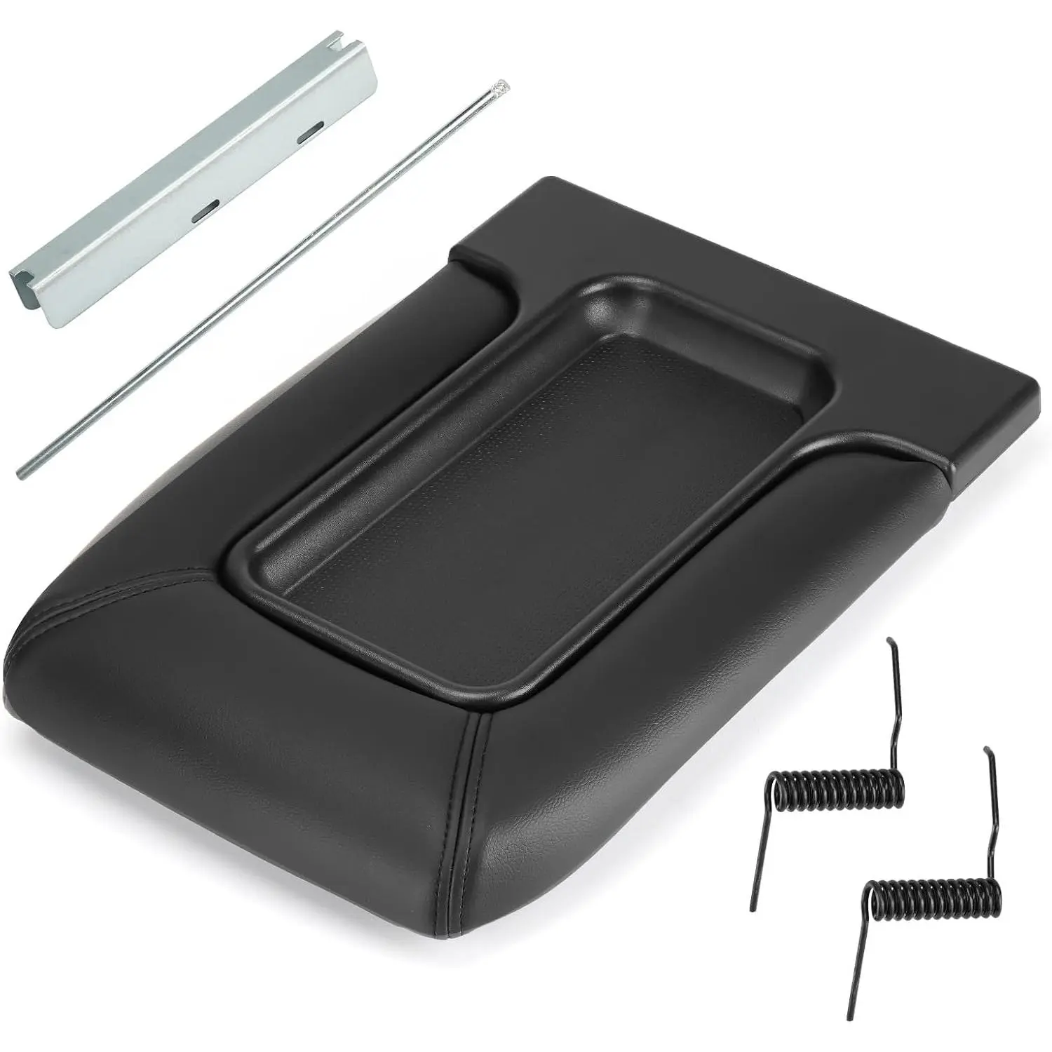 Black Center Console  with Base for 01-06 Silverado 1500 2500, 2002-2006 Escalade/Avalanche, for  Sierra Yukon XL, Replace 19127366, 19127365 Cover Armrest