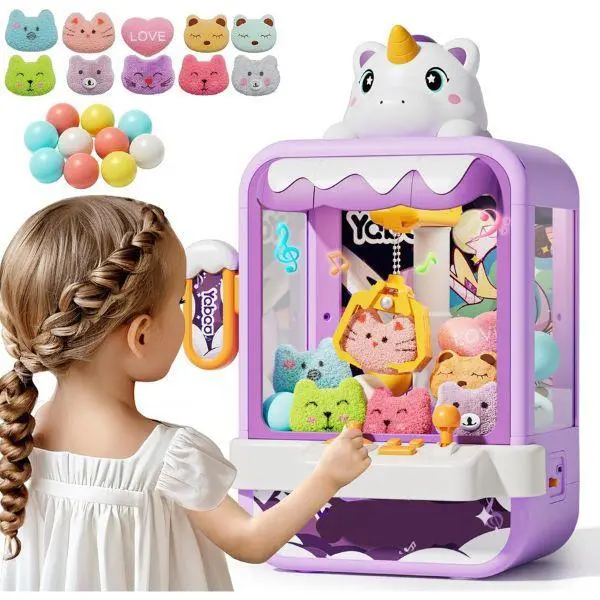 Toyo 20 PCS Multifunction Mini Claw Arcade Game Machines with Lights, Music, Pretend Play Set, Vending Toys for Kids Ages 3-8, Christmas & Birthday Gifts