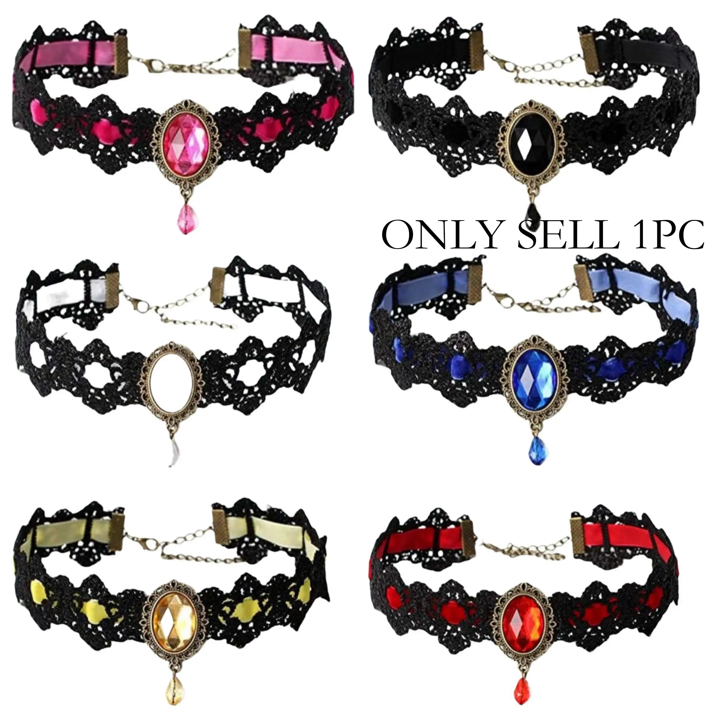 1pcs Gothic Lace Necklace, Alloy Necklace, Fashion Jewelry Accessories, Adjustable Choker, Holiday Party Birthday Gift for Women
