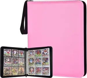 Mega Capacity Portable 1080-Card Trading Card Binder – 9-Pocket Removable Sleeve Album for Game & Sports Cards (Pink)