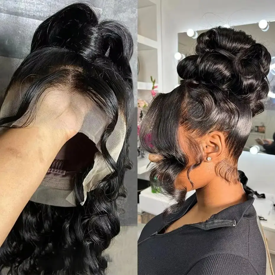 Bling Hair Body Wave 360 Full Lace Frontal Wig Human Hair 32 38 Inches 13x6 Lace Wig Body Wave HD 360 Full Lace Wig Human Hair For Women 180 Density Pre Plucked Lace Closure Wig