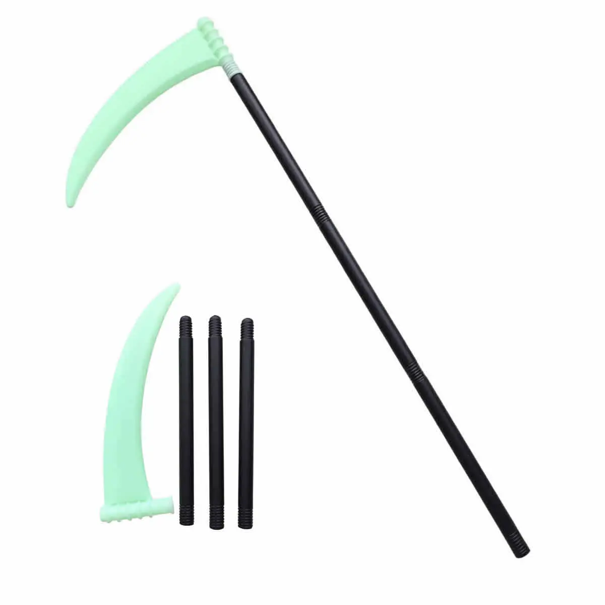 Detachable Moonlight Grim Reaper Scythe 35.8"  Lightweight PVC Handheld Plastic Sickle, Halloween Haunted House Cosplay Costume Accessories Prop (for Photo Use), 35.8 In