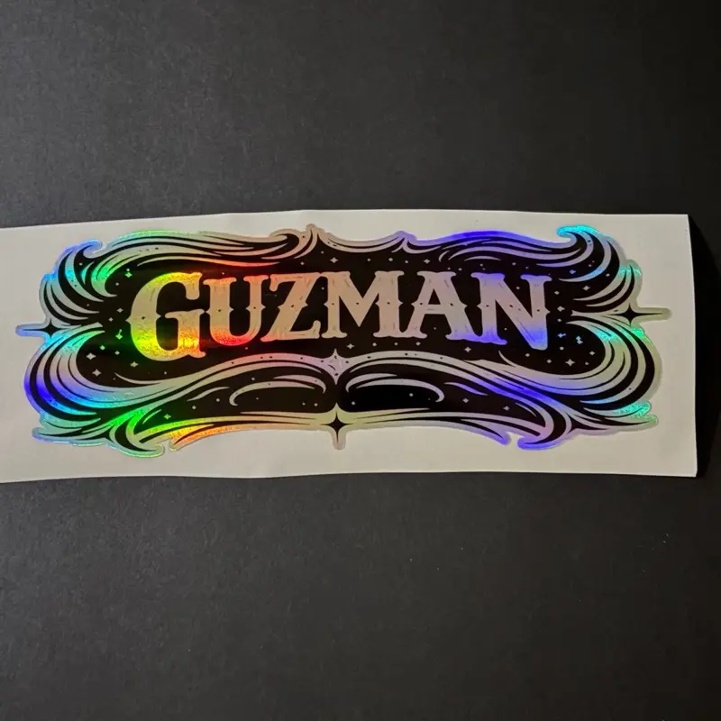 Custom names- black holographic sticker