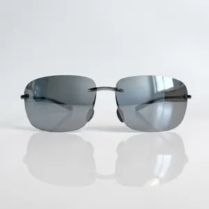 Sleek Minimalist Rimless Sun Glasses Ultra-Light Wraparound Style Modern Trendy Eyewear for Man and Woman Daily Use