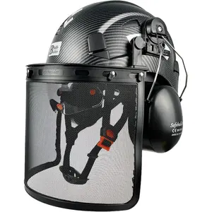 4-in-1 Forestry Safety Hard Hat, ABS Construction with Built-in Visor, Mesh Shield, Ear Muffs, Full Coverage, 6-Point Suspension & Adjustable Fit for Logging Tree Work