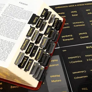 Spanish Black  Tabs for Boys Men - Pestanas para Biblia En Espanol, -Resistant Sturdy  Foil Embosse  Tabs for  Scholars (66 Tabs for Old & 14  Testament)