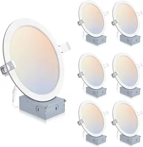 POWERASIA 8 Inch 5CCT LED Recessed Lighting,Medusalamp Downlight Dimmable Ultra Thin Panel Pin Ceiling Light,For Bedroom,Living,Read,Corridor