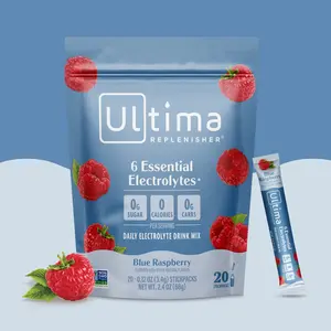 Ultima Replenisher Blue Raspberry Daily Electrolyte Drink Mix – 20 Sugar-Free Hydration Packets with 6 Key Electrolytes, Vitamin C & Zinc – Vegan, Keto & Non-GMO