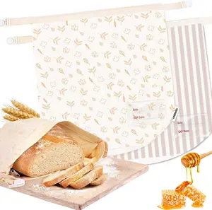 Bread Bags for Homemade Bread Sourdough Beeswax Lining 100% Cotton Reusable Container Storage 13.7in x 14.3in x 16.5in Perfect for Any Size Loaf