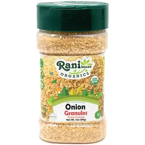 Rani Organic Granulated Onion (Pyaaz Granules) 3oz (85g) PET Jar ~ All Natural | Gluten Friendly | Vegan | NON-GMO | Kosher | No Salt or fillers | Indian Origin