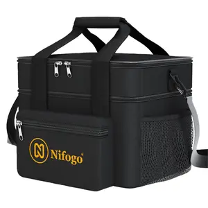 Lunch Bag Double Deck Multi functional lunch bag 15L- Leakproof Insulated Soft Large Adult Insulated Lunch Bag, Holds Anything Insulated Bag, Tote fit  fresh large lunch bag lunch box tote bag