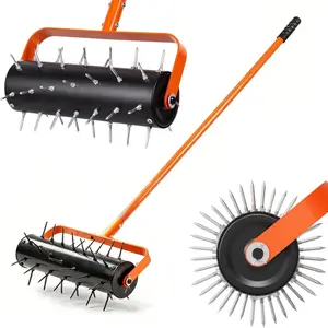 17-Inch Heavy Duty Rolling Lawn Aerator Manual Garden Tool for Soil Health & Lawn Care
