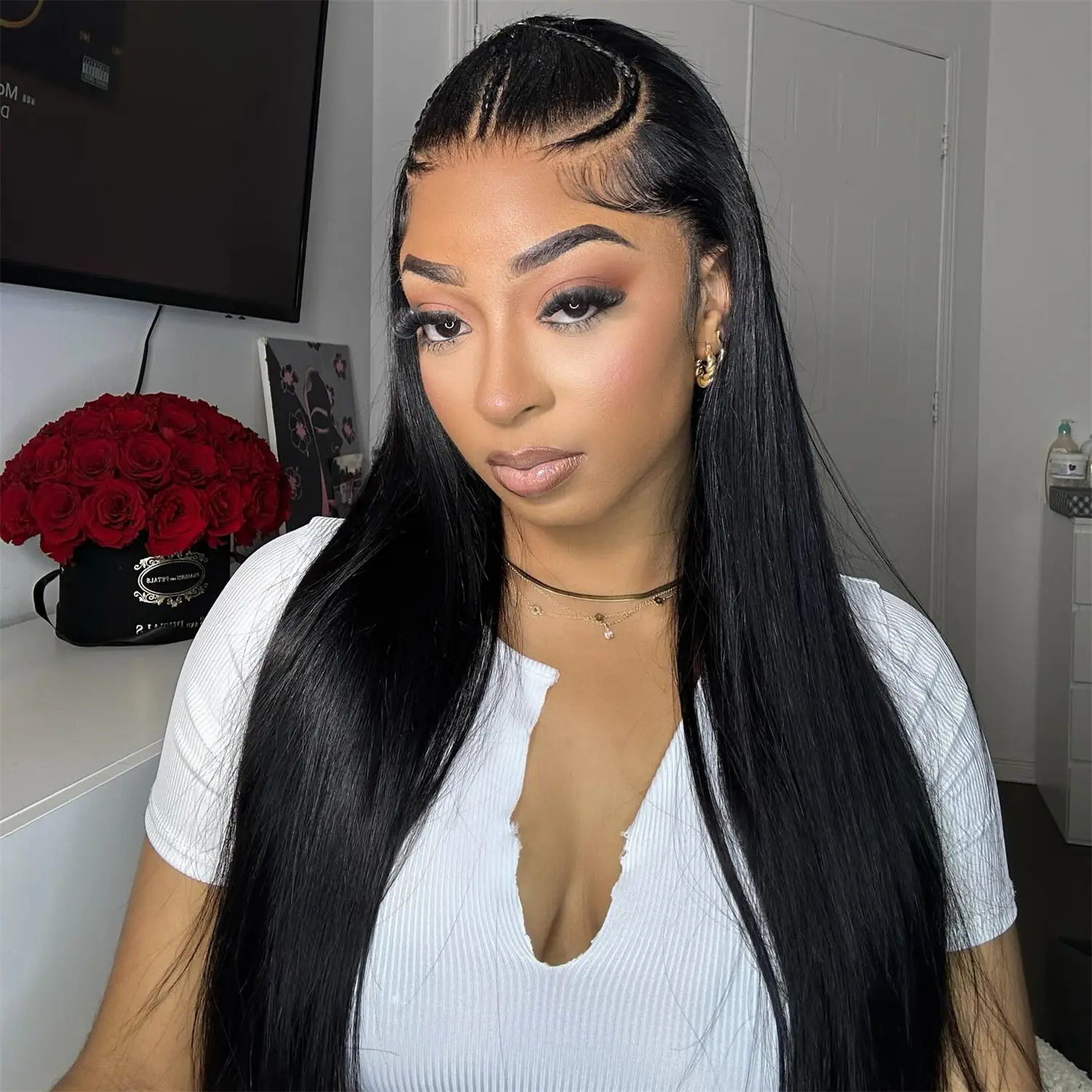 [Clearance Sale] Wiggins Hair 250% Density Straight Pre Braided Wig Stylist Wigs Human Hair 13x4 Lace Front Wig Pre Cut Lace Ready To Wear Glueless Wigs Beginner Friendly #weeklydeals