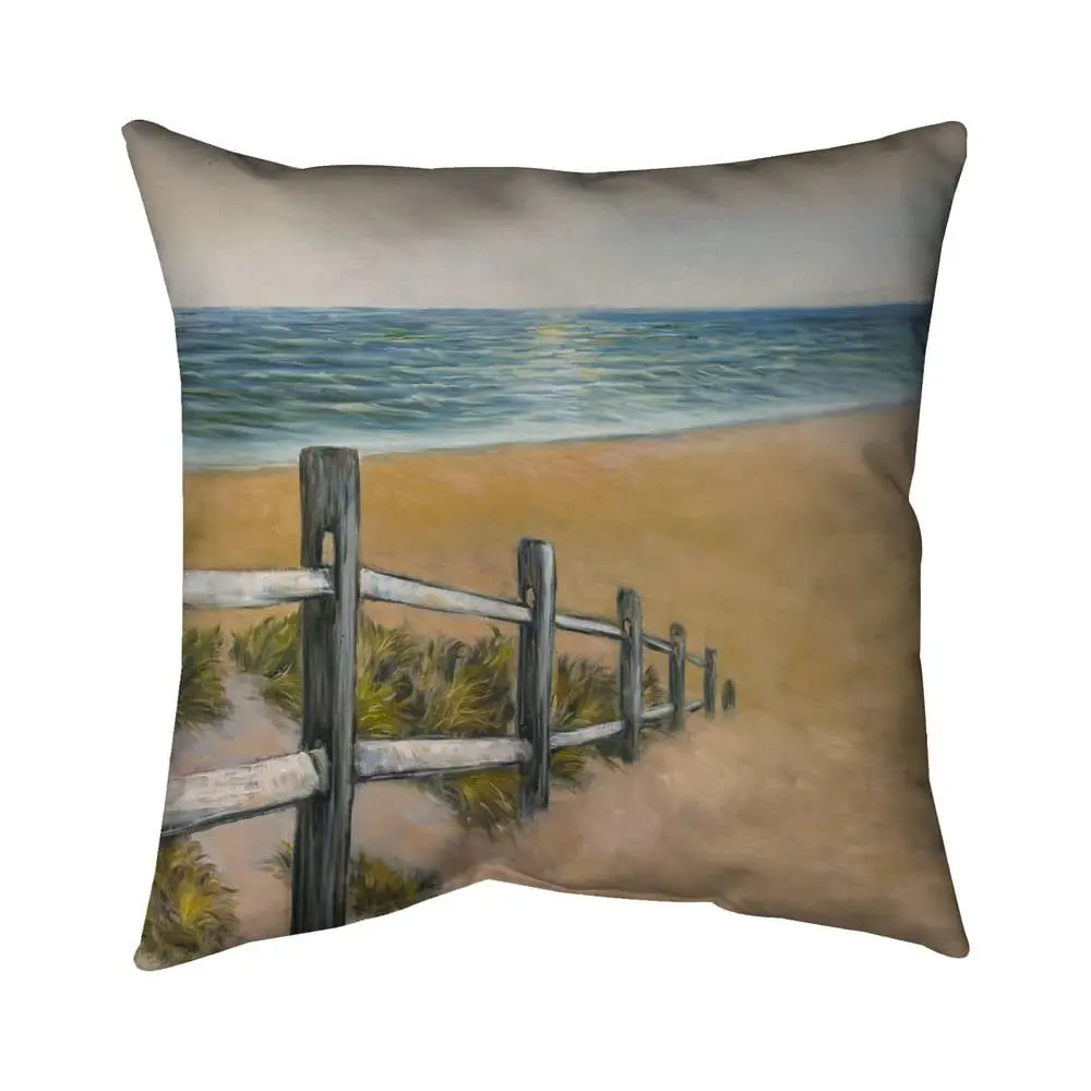 Begin Home Decor 5542-1616-CO45 16 x 16 in. Quiet Seaside Coastal Pillow - Contemporary Bedroom Decor