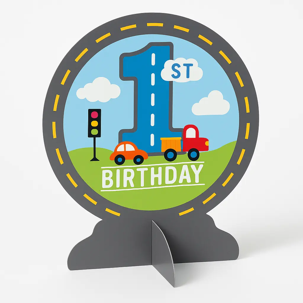 On the Road 1st Birthday Table Centerpiece