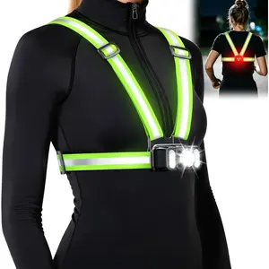 550LM Running Lights for Runners with Side Light, 7+2 Modes & 360° Reflective Running Vest, IPX4 Waterproof, 45° Adjustable Rechargeable Running Light for Walking/Cycling/Hiking, 4-25H Runtime
