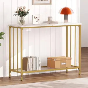 Slim 2-Tier Console Table for Entryway or Living Room – Modern Industrial Sofa Side Table with Engineered Wood Shelf, Metal Frame – Long Narrow Table for Behind Couch, Foyer, Bedroom, 41.5 Inch