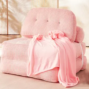 63.77" Boneless Foldable Sofa Bed by Neslako, Cloud Couch Sleeper Sofa with High Resilience Memory Foam, Removable Corduroy Cover, One Touch Folding Design, No Assembly