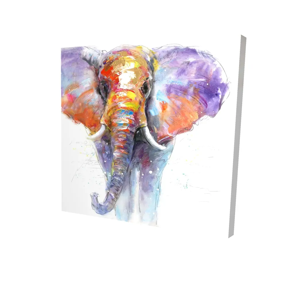 Begin Home Decor 2080-2424-AN54 24 x 24 in. Colorful Elephant Canvas - Walking Elephant Art for Home Decor