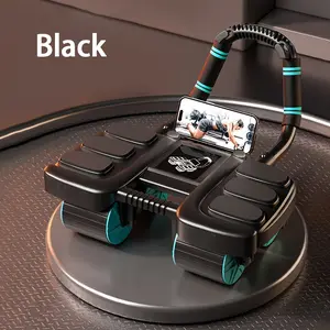 Smart Automatic Bounce Ab Roller, 4-Wheel Core Strength Trainer, Portable Home Gym Equipment for Men & Women, Elbow Support Included, Abdominal Exercise Equipment, Abdominal Workout Equipment