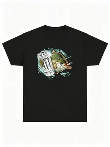 Men's Graphic Tees Dope Fish Shirt – Funny White Monster Fish Tee, Funny Graphic Tee Casual T Shirts for Men Summer Daily Wear