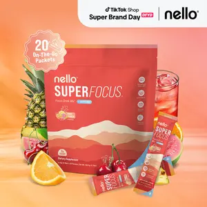 Nello Superfocus – Nootropic Drink Mix with Lion’s Mane, Rhodiola & Alpha-GPC – Supports Memory, Brain Health & Mental Stamina, Enhances Clarity & Sharpness, Helps Fight Brain Fog – Travel Packets (20 Servings) Healthcare Convenient