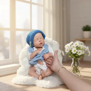 22 Inch Full Body Silicone Baby Doll Girl Realistic Sleeping Reborn Newborn Babies That Can Open Mouth Handmade Toy