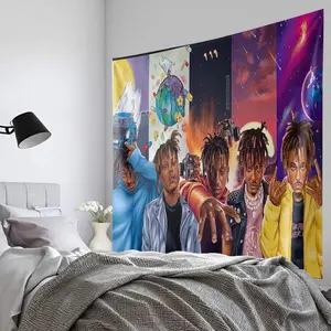 Juice Funny Tapestry, 999 Rapper Collage Wall Hanging, Multi-Style Aesthetic Art, Hip Hop Legend Memorial Decor, Large Fabric Wall Poster, Music Studio Backdrop, Birthday Gift for Fans outdoorfun