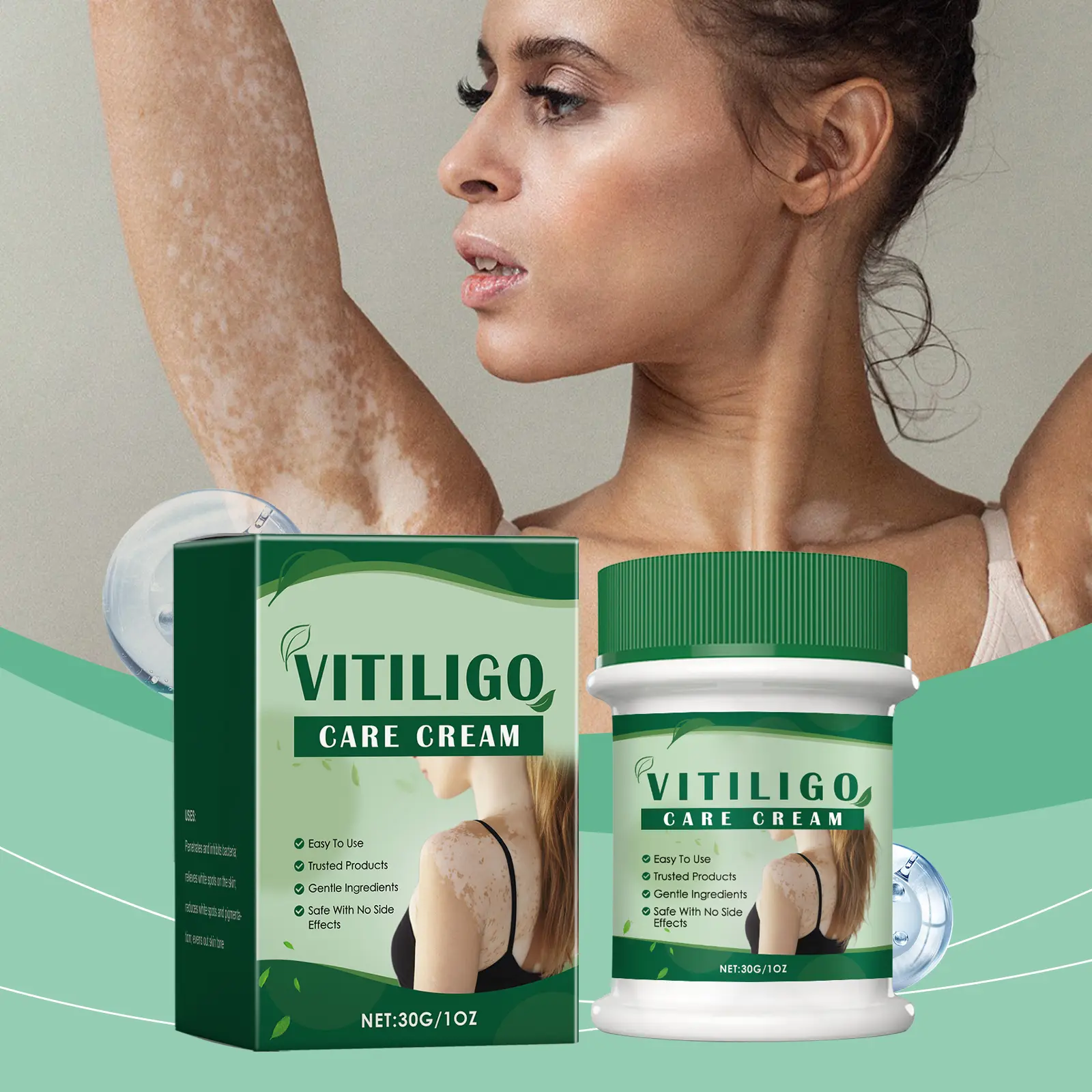 Vitiligo Skin Repair Cream with Cooling Mint & Aloe Vera Botanical Blend, Moisturizing Body Lotion for Even Skin Tone, Long-Lasting Hydration, Dark Spot Fade & Crema Hidratante Benefits, Cooling Mint Body Lotions & Creams, Botanical Blend Body Lotions & C