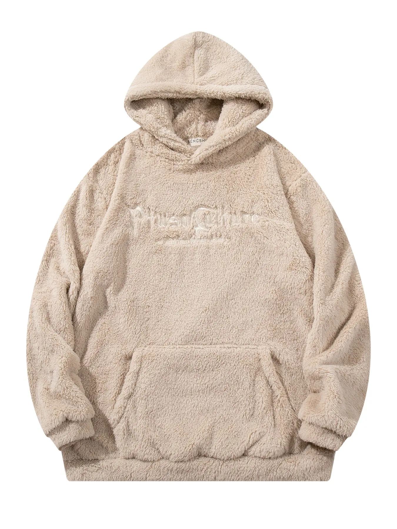 Men's Vintage Fleece Hoodie, Fuzzy Hoodie, Warm Thick Casual Sweatshirt with Letter Embroidery, Stylish Polar Fleece Pullover for Fall & Winter