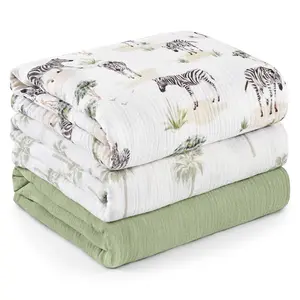 3 Pack Muslin Swaddle Blankets (38x40in) - Ultra Soft Breathable Wraps for Newborn Swaddling, Nursing, and Toddler Playtime, Unisex Design