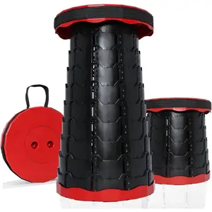 Height-Adjustable Travel Folding Chair - Lightweight Collapsible Stool w/ Retractable Base for Hiking, Backpacking, Festivals & Tailgating