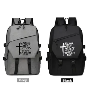 Faith Print Lightweight Laptop Backpack - Large Capacity Travel Commuter Bag, Adjustable Shoulder Straps, Unisex, Durable Polyester Material, Suitable for Outdoor & Daily Use, Holiday Gift, Casual Backpack