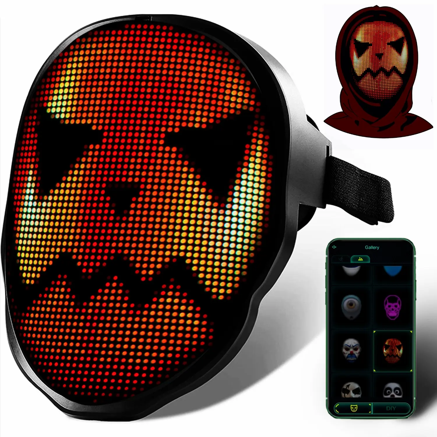 LED Mask - Programmable APP Bluetooth Customizable Light-Up Face ...