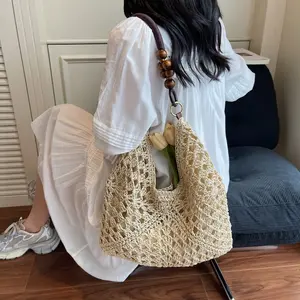 Large Woven Straw Beach Bag for Women, Boho Summer Vacation Tote Bag, Lightweight Casual Beach Bag for Travel, Resort and Seaside