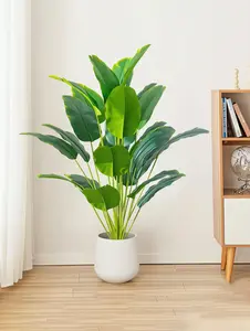 Large Artificial Tropical Plant | Banana Tree & Bird of Paradise with Green Mango Leaves | Faux Indoor & Outdoor Plant for Home, Garden, Office & Event Decor Pot not included