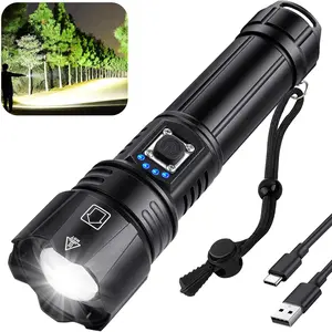 Rechargeable LED Light, 5 Modes Zoomable Tactical Flashlight, Portable LED Light, Outdoor Flashlight for Camping Hiking, LED Rechargeable Adjustable Tactical Flashlight, USB Rechargeable Flashlight, Super Bright Flashlight