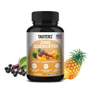 TAOTERS Natural Zinc Quercetin 1000mg Dietary Vitamin Supplement with Bromelain, Elderberry - Immune, Cardiovascular Healthcare Support - 120 Veggie Capsules