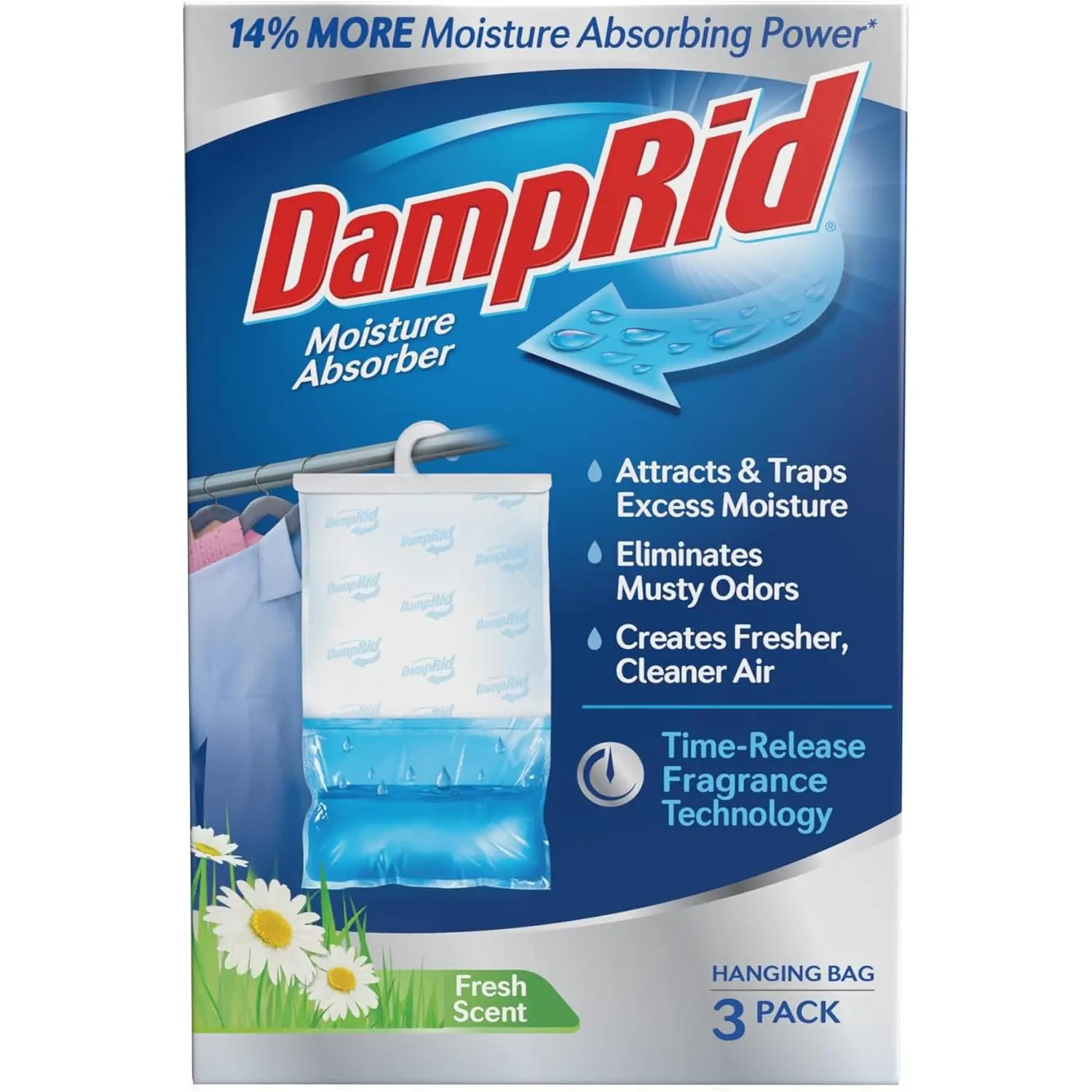 DampRid Fresh Scent Hanging Moisture Absorber, 16 oz., 3 Pack - Eliminates Musty Odors for Fresher, Cleaner Air, Ideal Moisture Absorbers for Closet, 14% More Moisture Absorbing Power* Laundry