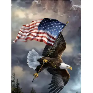 Bald Eagle Diamond Painting Kit: Full-Diamond Circular Art Painting Embroidery of the American Bald Eagle. Adult DIY craft kit suitable for room decor, bedroom decor, or as a birthday gift for friends. 30x40 cm