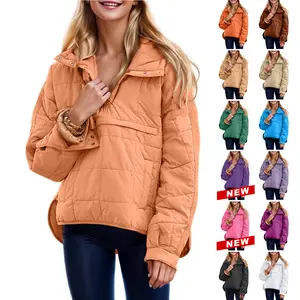 Women's Oversized Hooded Puffer Jacket Quilted Lightweight Winter Warm Pullover Padded Hoodies Coat