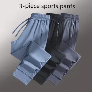 Women’s Summer Sports Long Pants, 3-Pack — Ice Silk Breathable Casual Athletic Pants with Elastic Waist and Flat Front Summervibes