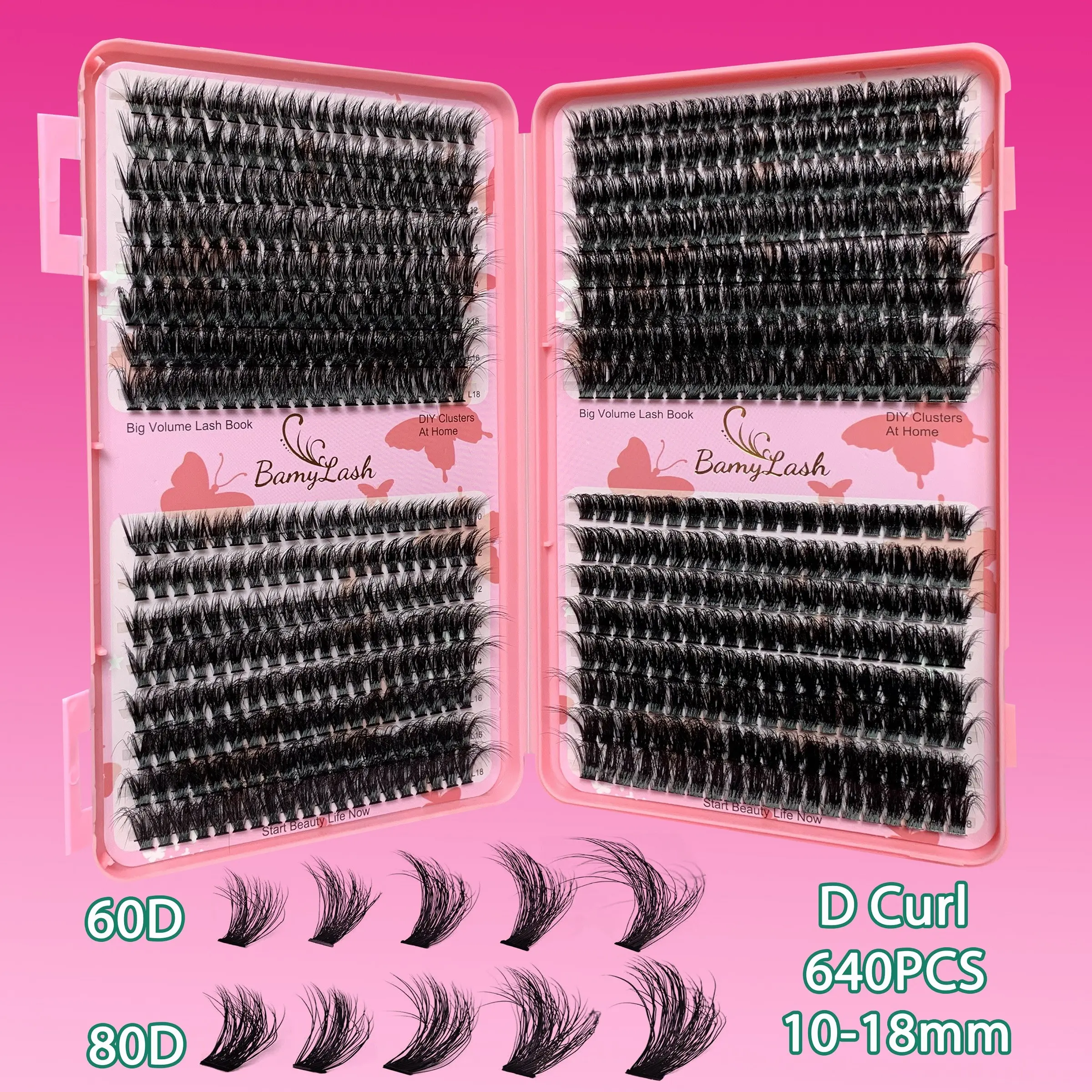 Mixed Style Eyelash Extension, Fluffy Lashes, Voluminous False Eyelashes, 60D 80D Extension False Lashes, 10-18mm D Curl Soft Cluster Lashes, Easy DIY Eyelash Extensions, Volume Fluffy Lashes